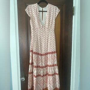 Free People Bella Notte Floral Red and White Misi Dress